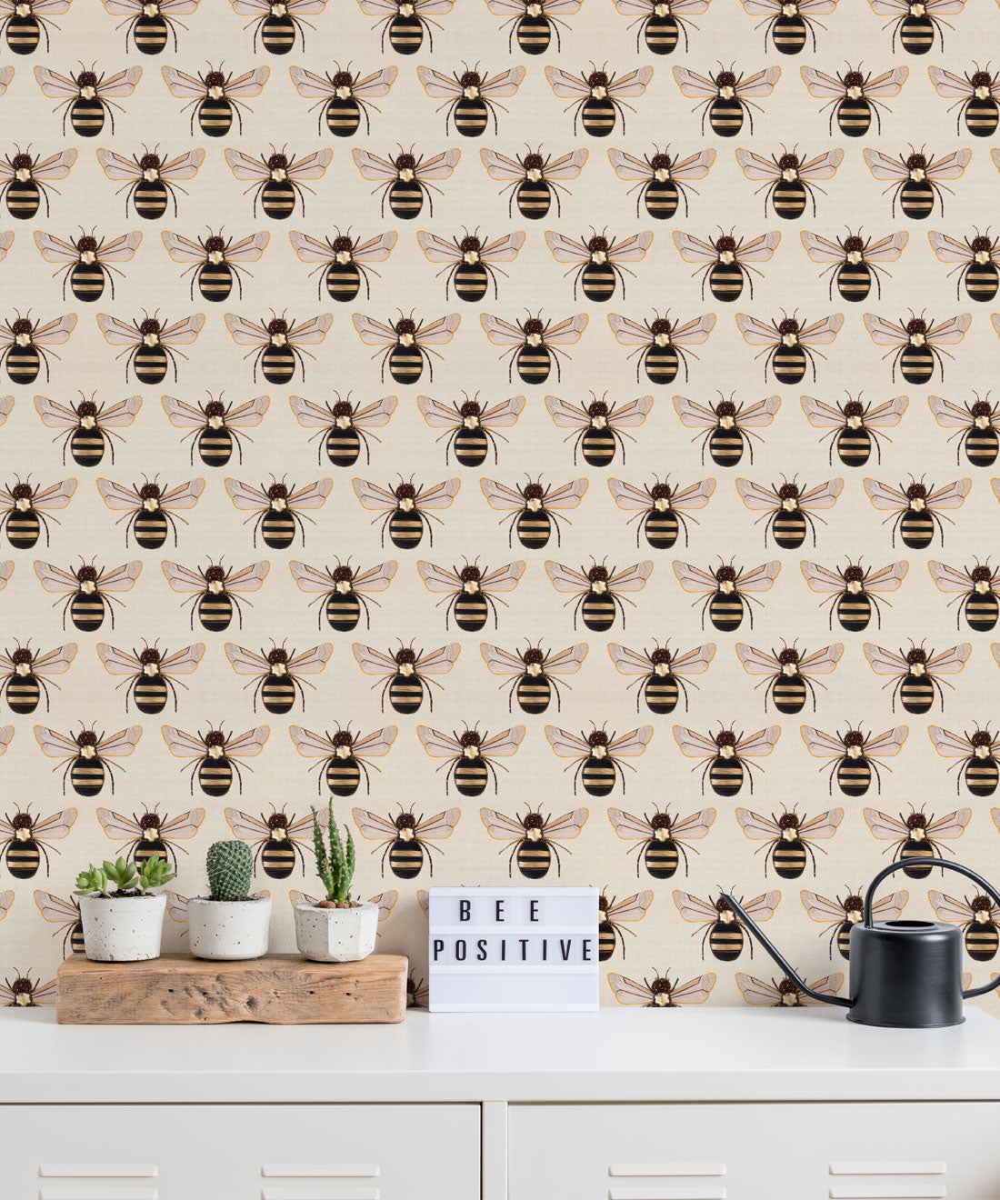 Golden Bee Embroidery Wallpaper