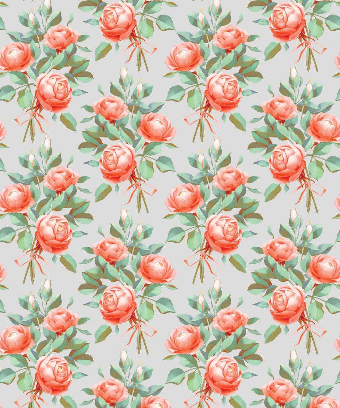 Governors Rose Wallpaper, Pink Papaya