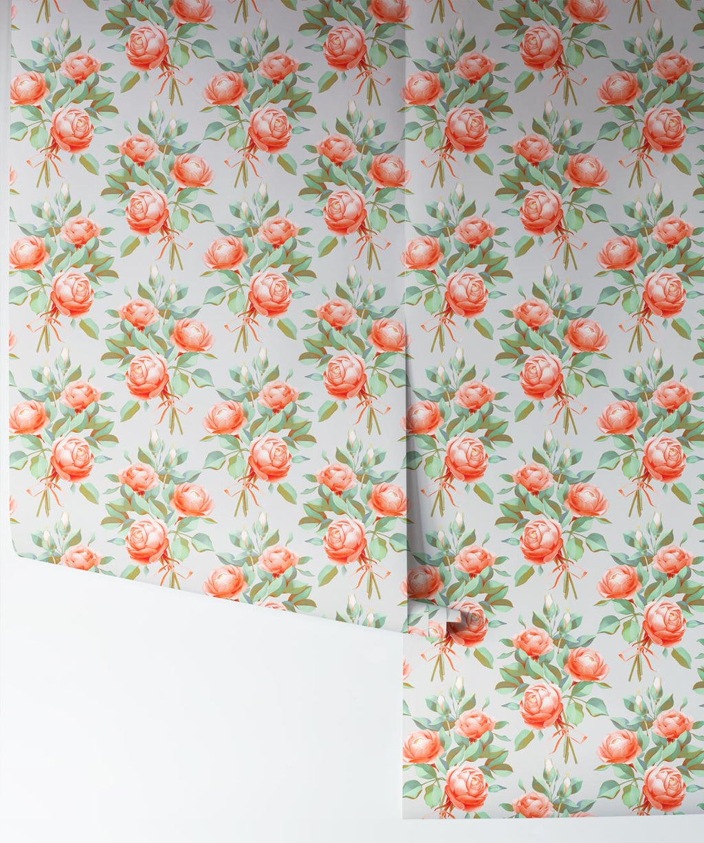 Governors Rose Wallpaper, Pink Papaya