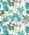 (Large) House Plants Wallpaper, Aqua