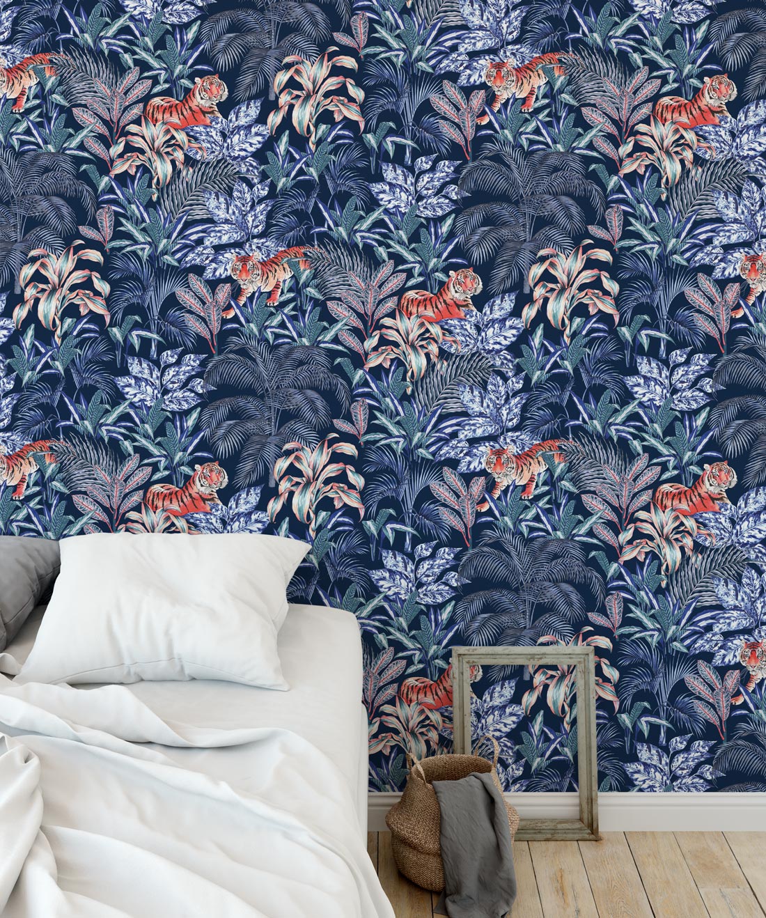 Jungle Tiger Wallpaper, Blue