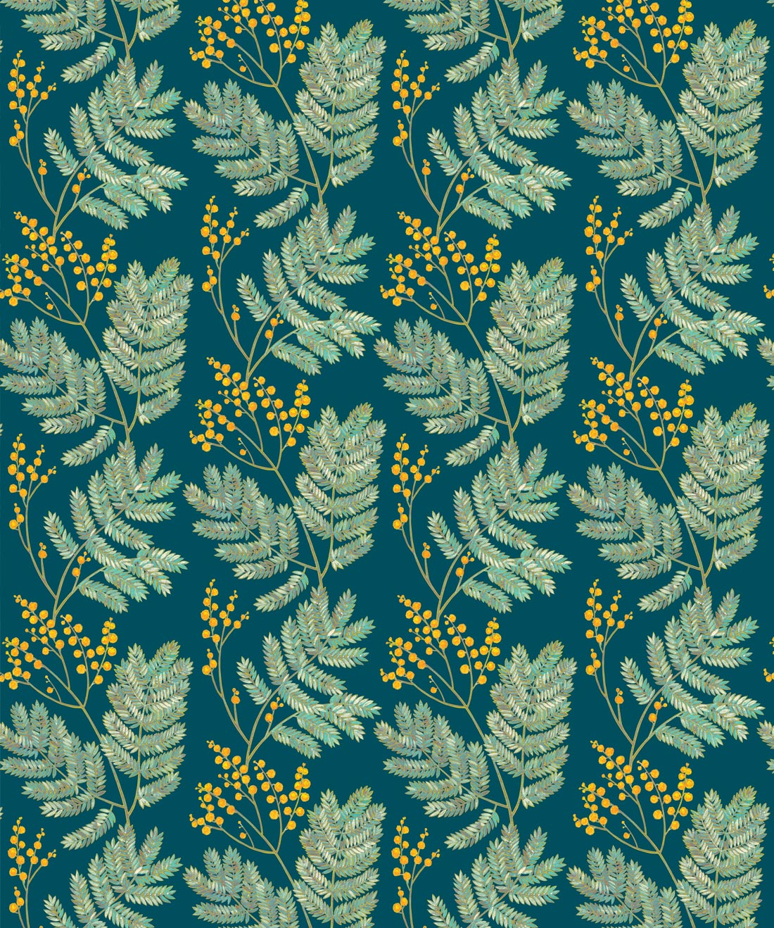 Mimosa Wallpaper, Wattle Green