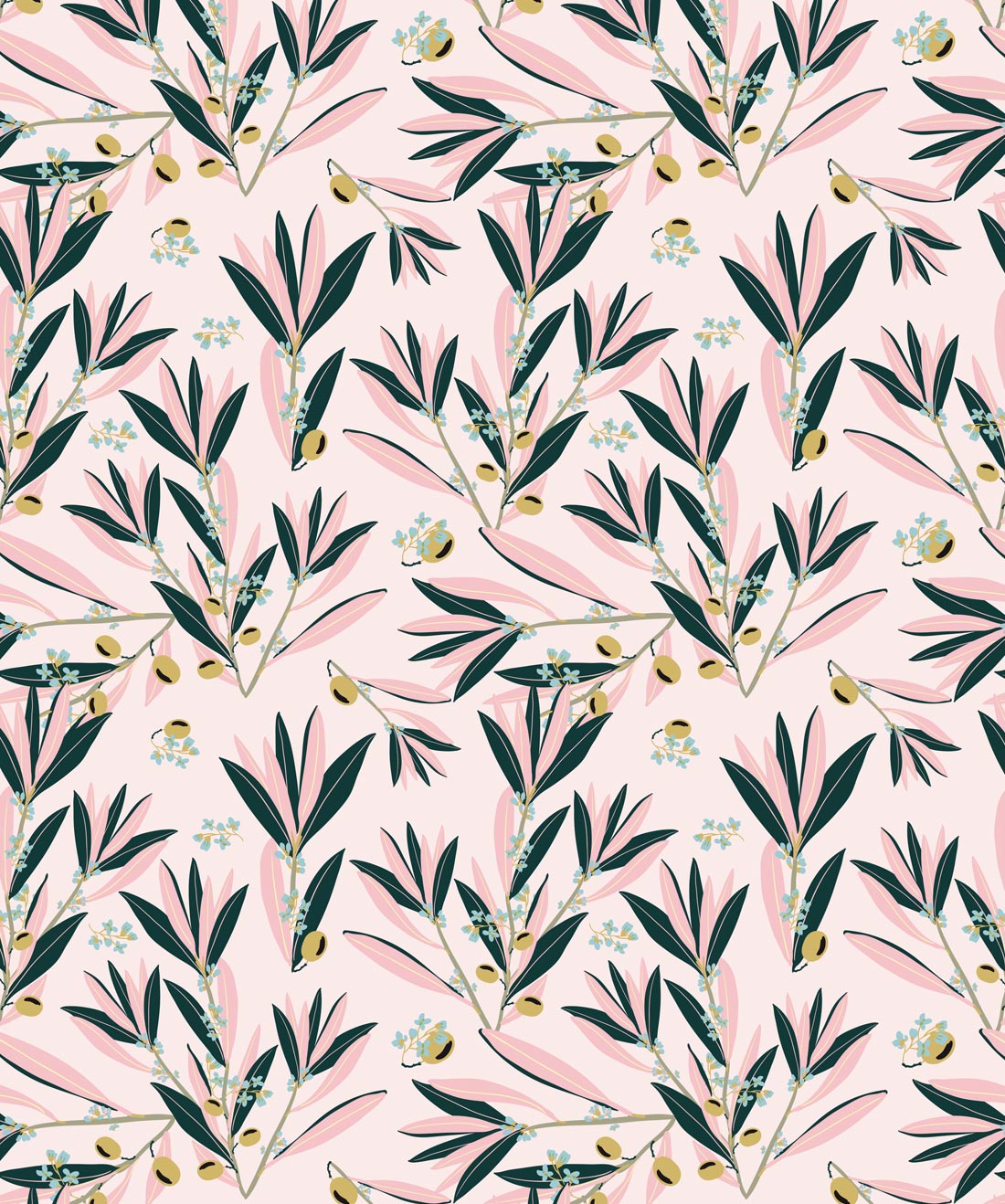 Olive Dapple Wallpaper, Blushing Pink