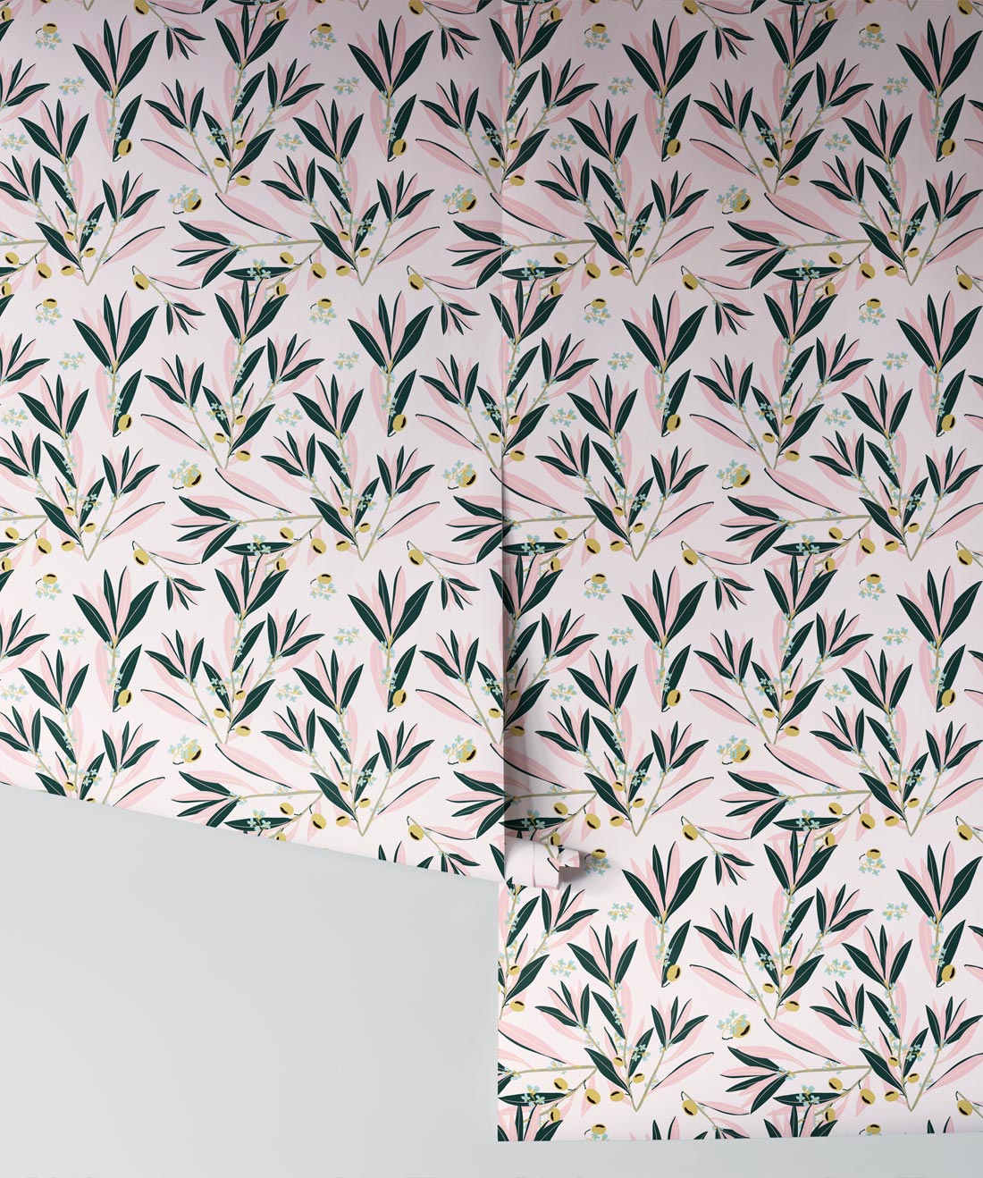 Olive Dapple Wallpaper, Blushing Pink