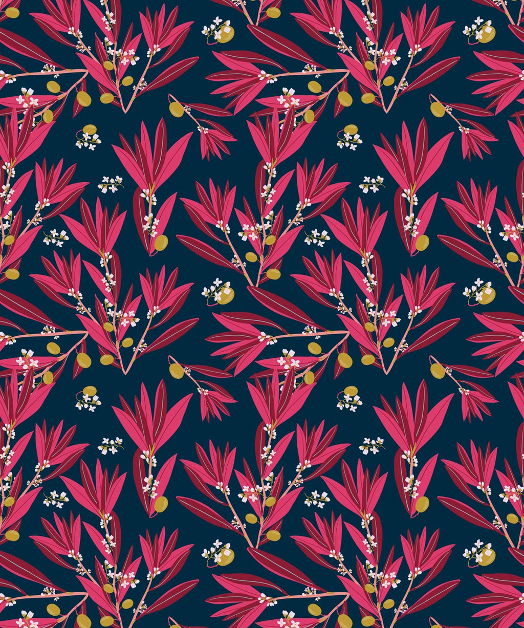 Olive Dapple Wallpaper, Fuchsia Night