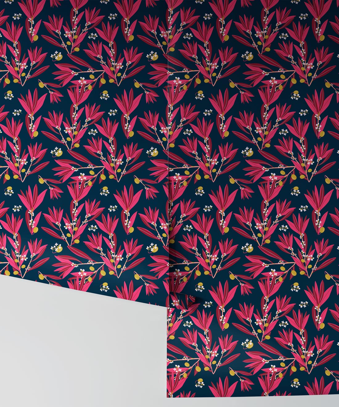 Olive Dapple Wallpaper, Fuchsia Night