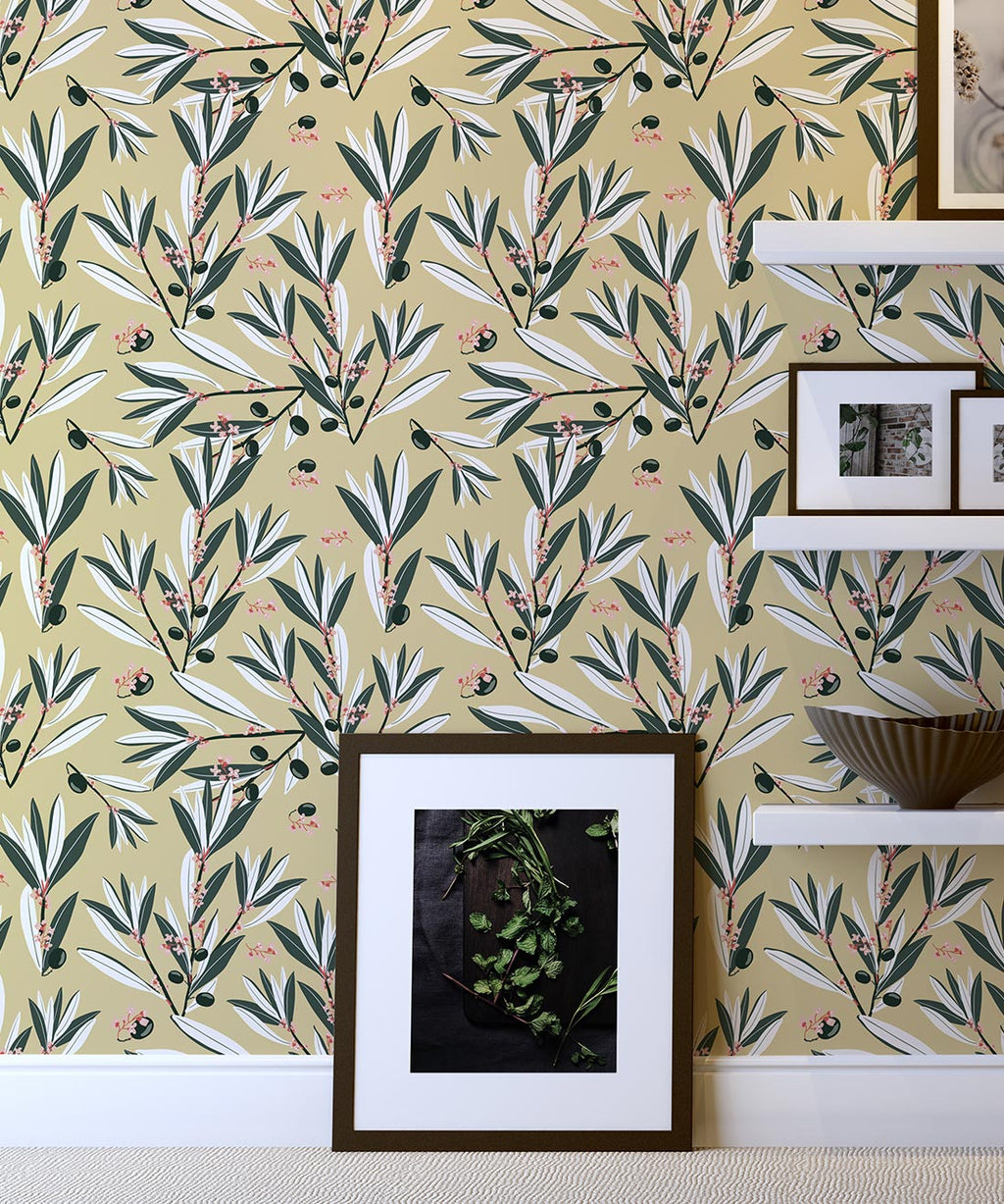 Olive Dapple Wallpaper, Olive Canvas