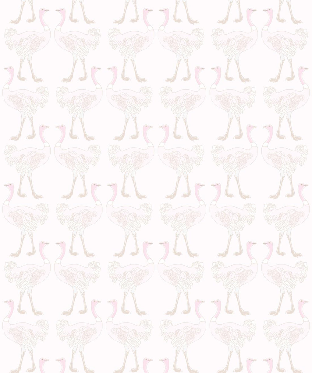 Ostrich Strut Wallpaper, Blushing Pink