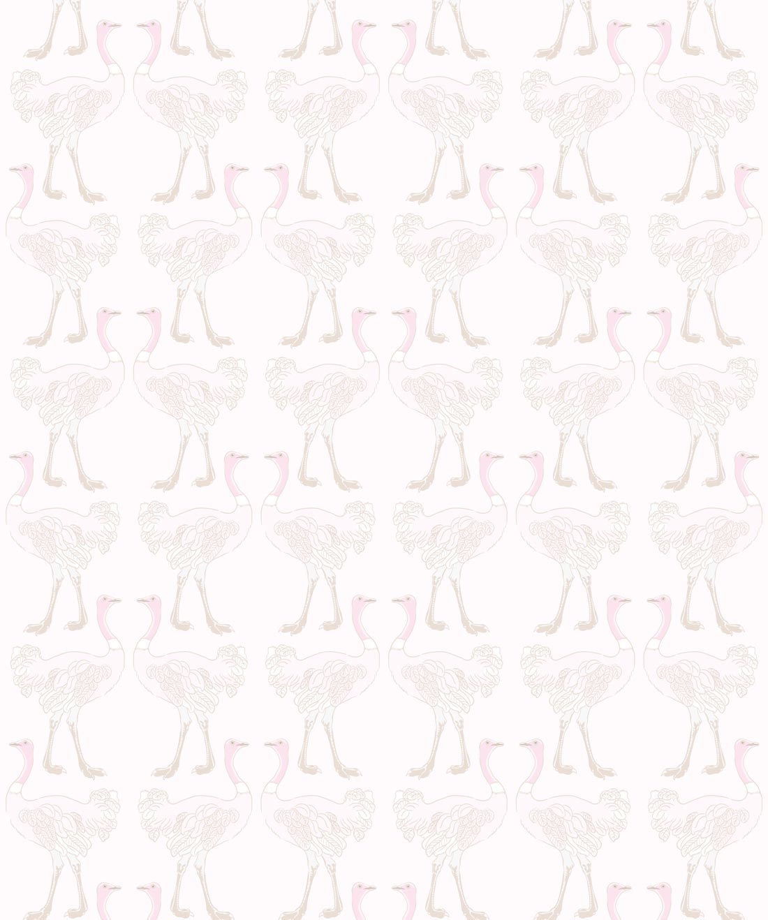 Ostrich Strut Wallpaper, Blushing Pink