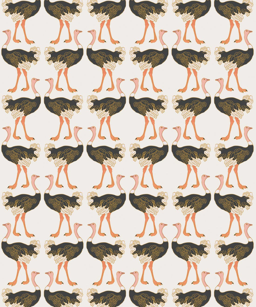 Ostrich Strut Wallpaper, Grey
