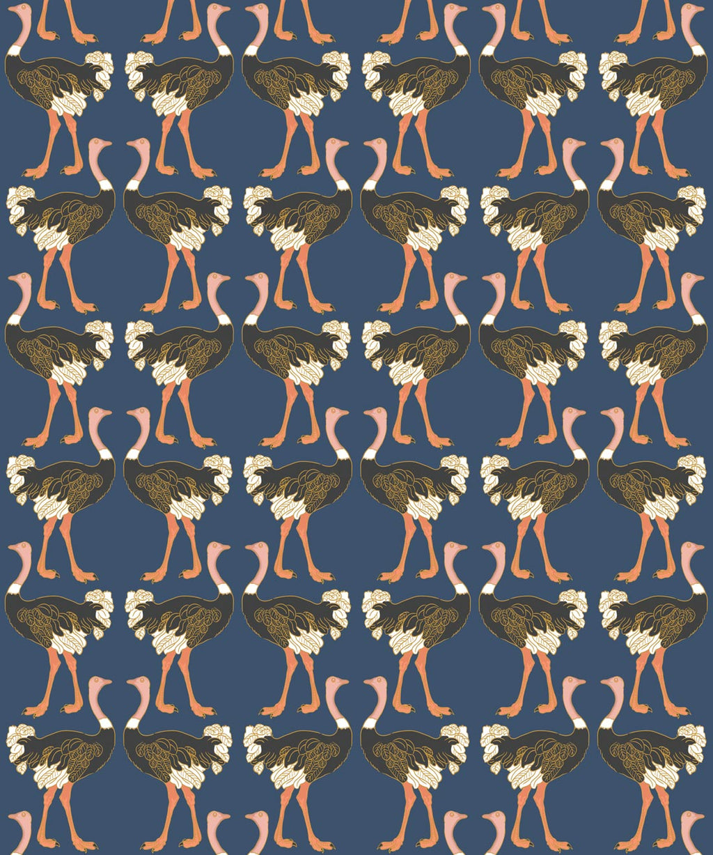 Ostrich Strut Wallpaper, Midnight Stroll