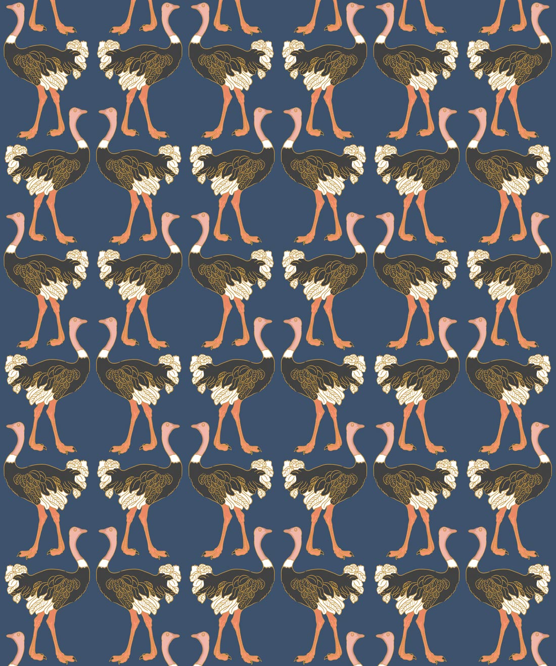 Ostrich Strut Wallpaper, Midnight Stroll