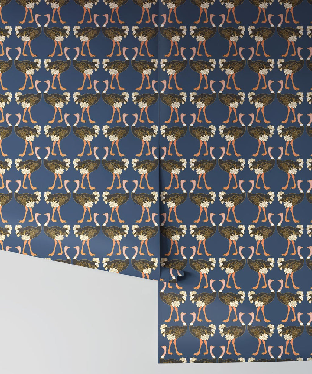 Ostrich Strut Wallpaper, Midnight Stroll