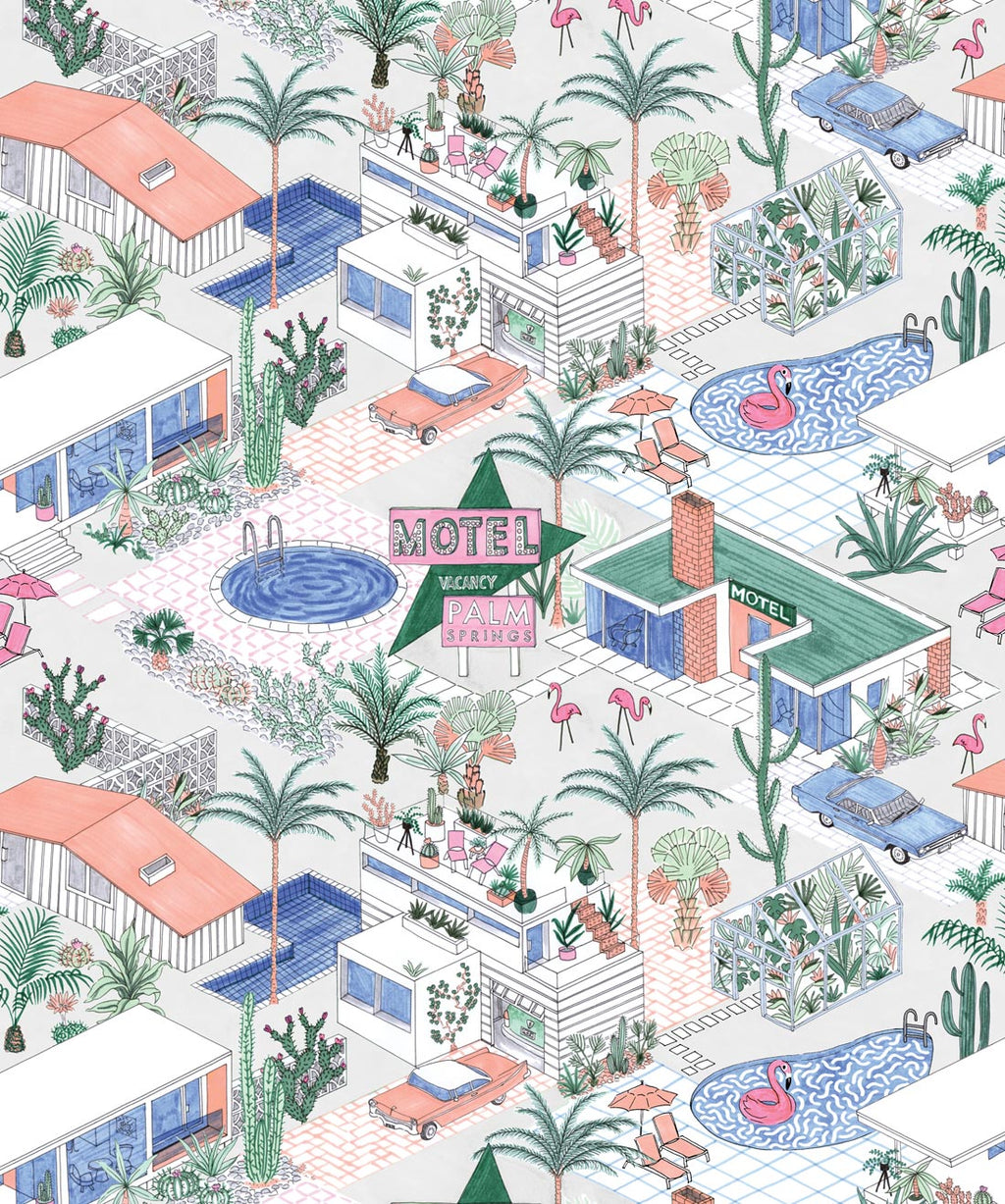 Palm Springs Wallpaper, Grey