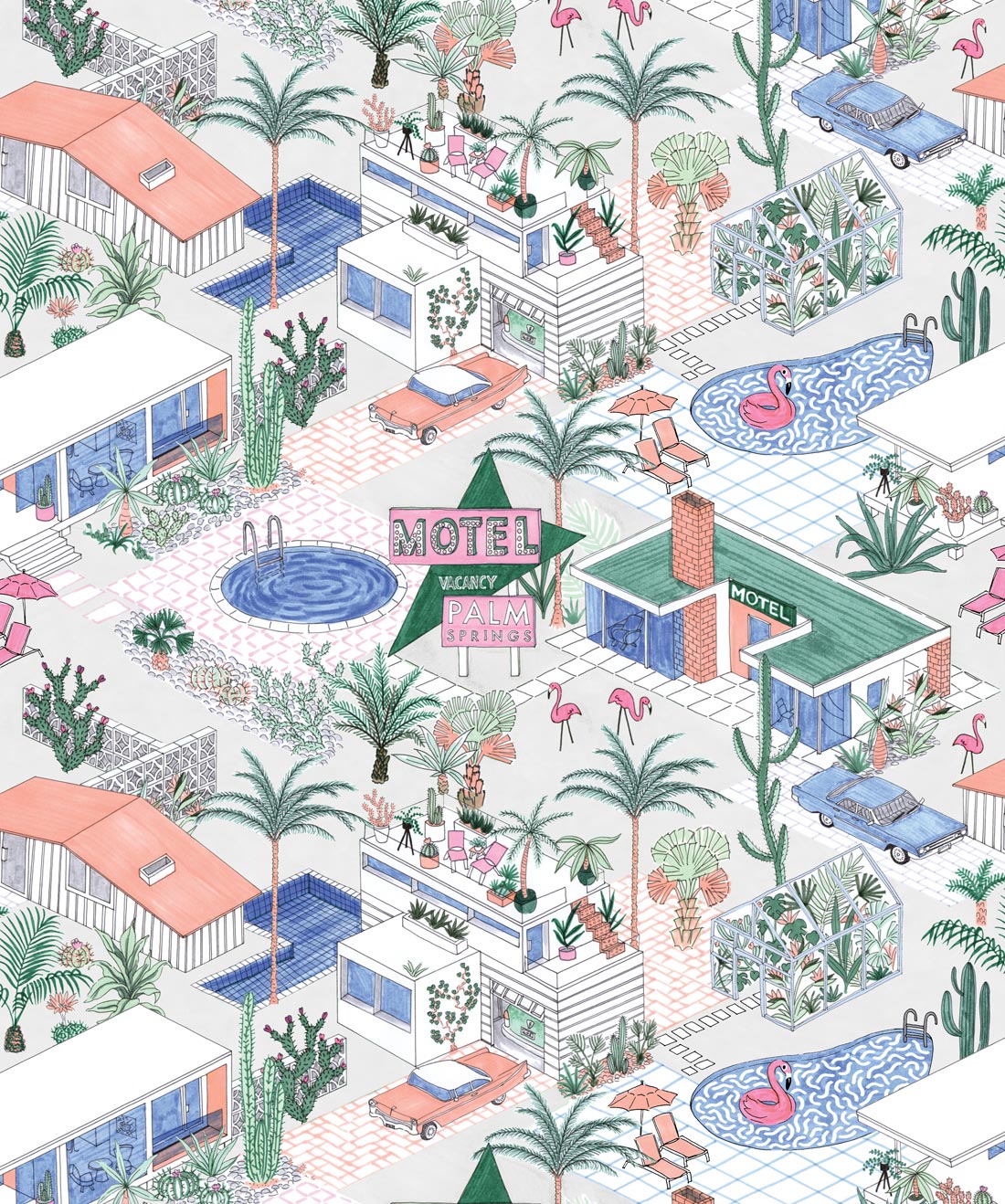 Palm Springs Wallpaper, Grey