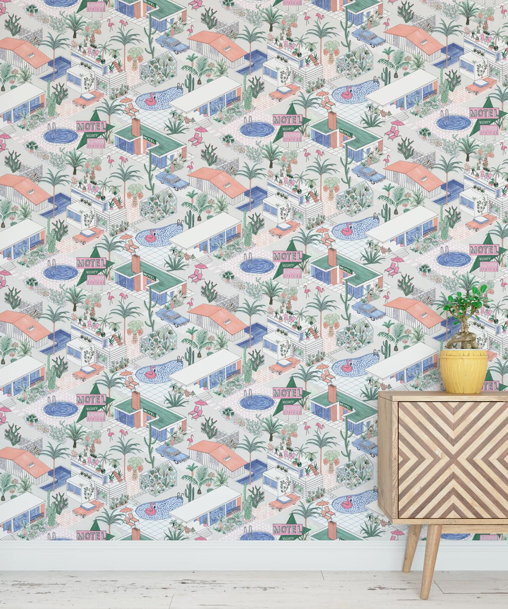 Palm Springs Wallpaper, Grey