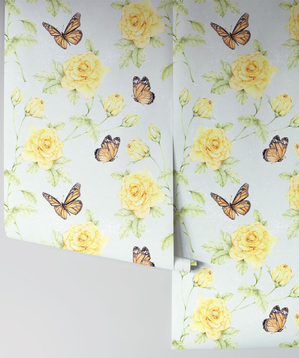 Roses & Butterflies Wallpaper