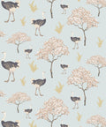 Savanna Ostrich Wallpaper, Brisk Blue