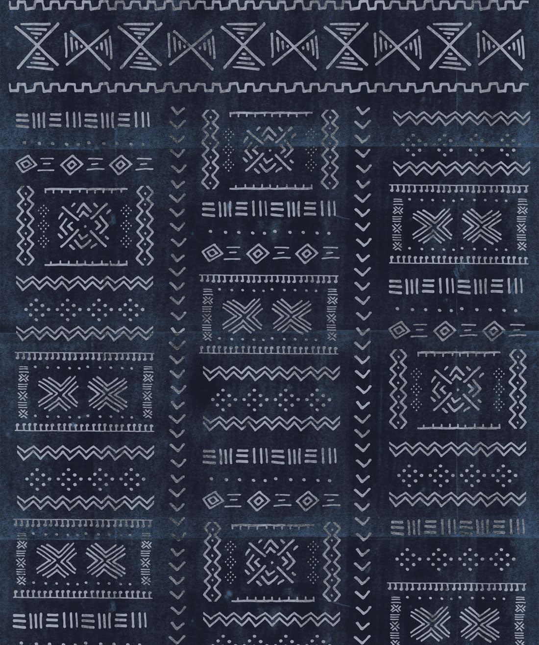 Tribal Mud Wallpaper, Blue