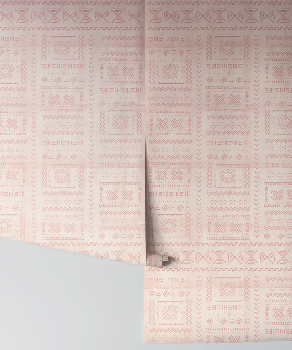 Tribal Mud Wallpaper, Blush