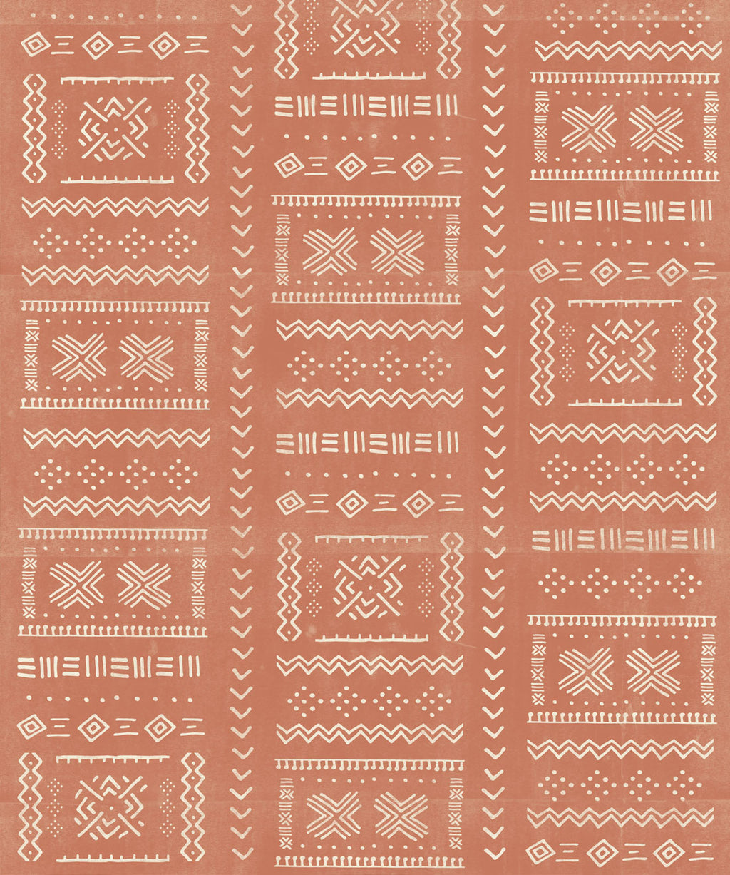 Tribal Mud Wallpaper, Terracotta