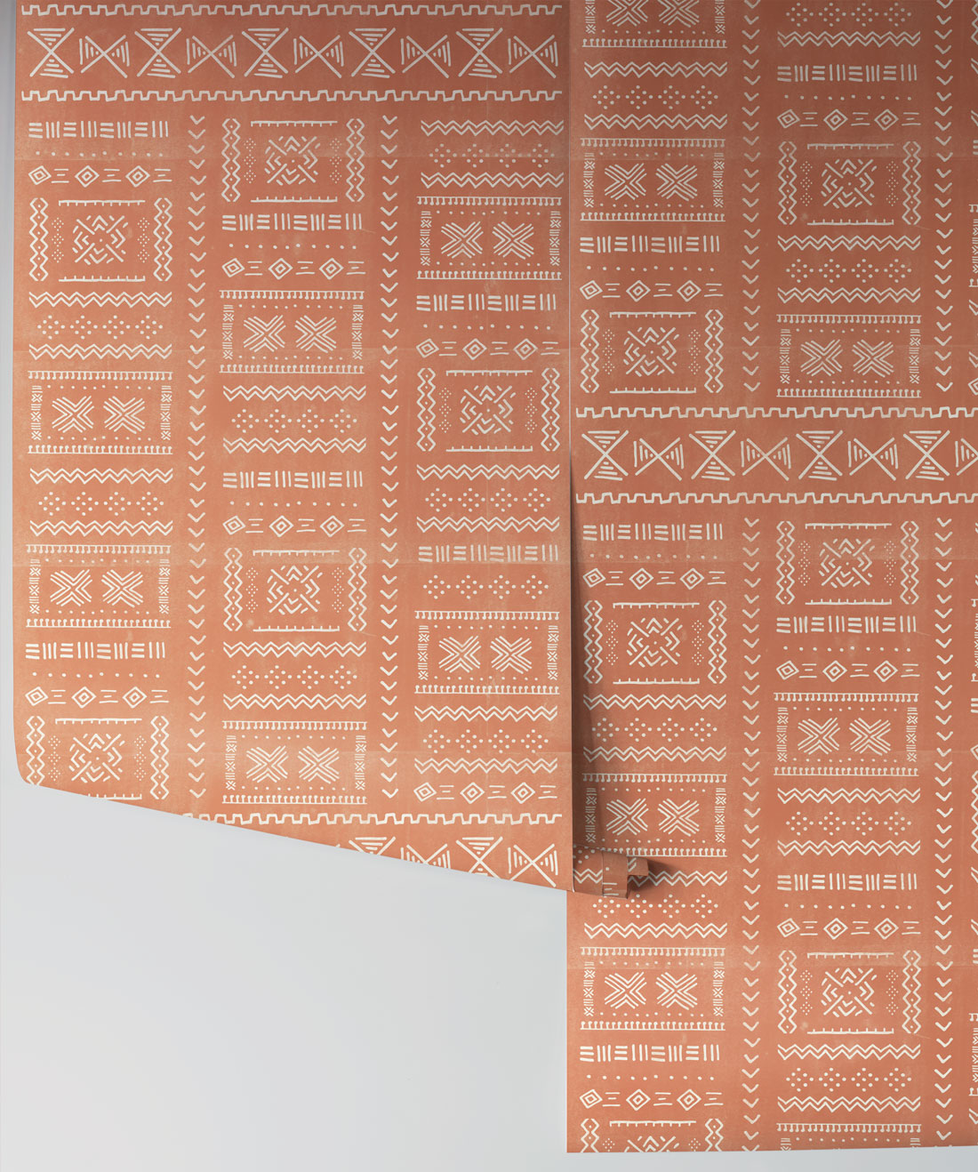 Tribal Mud Wallpaper, Terracotta