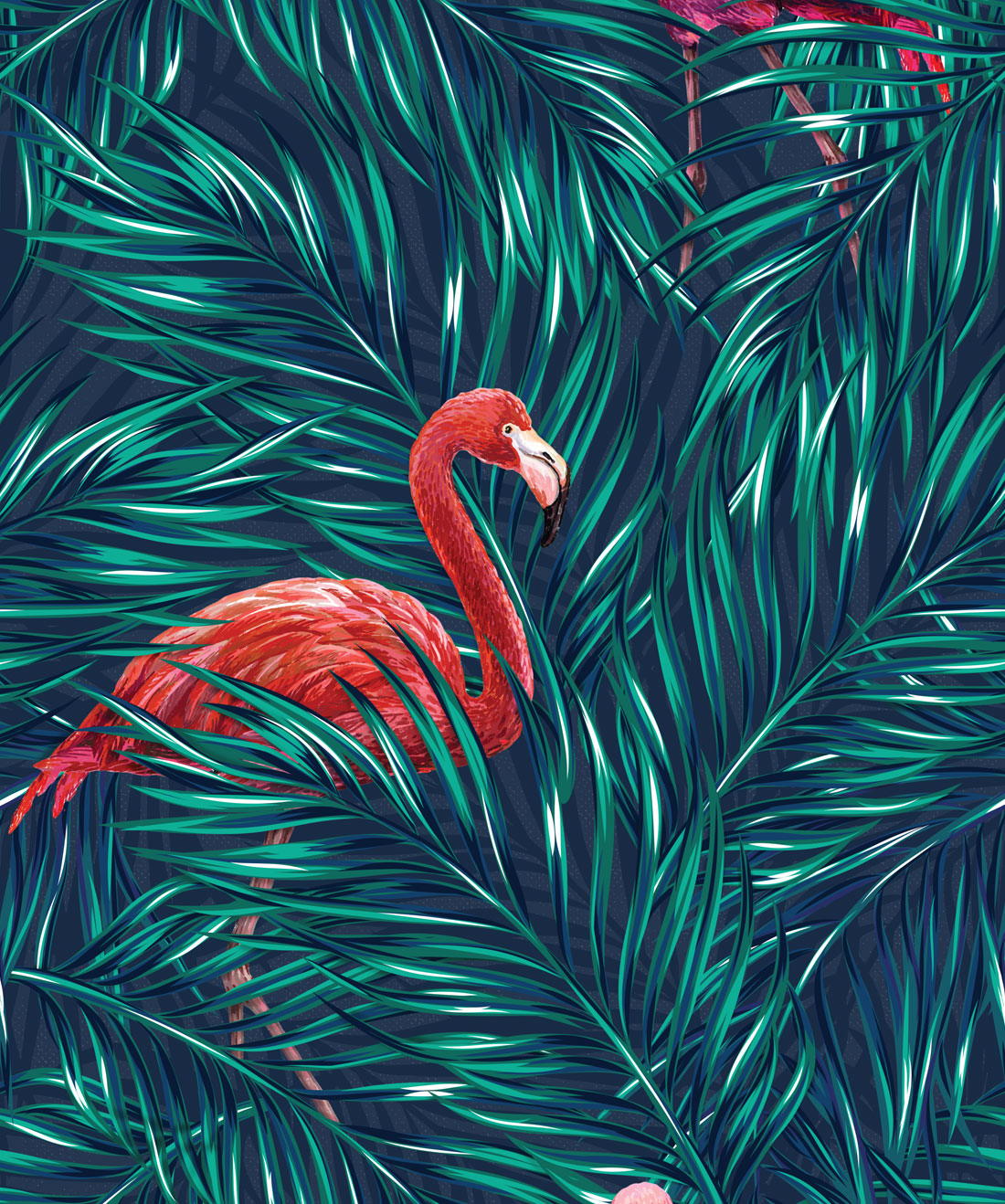 Tropical Flamingos Wallpaper, Original