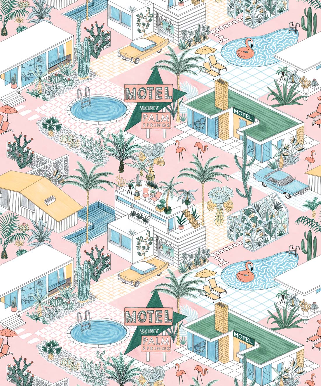 Palm Springs Wallpaper, Pink