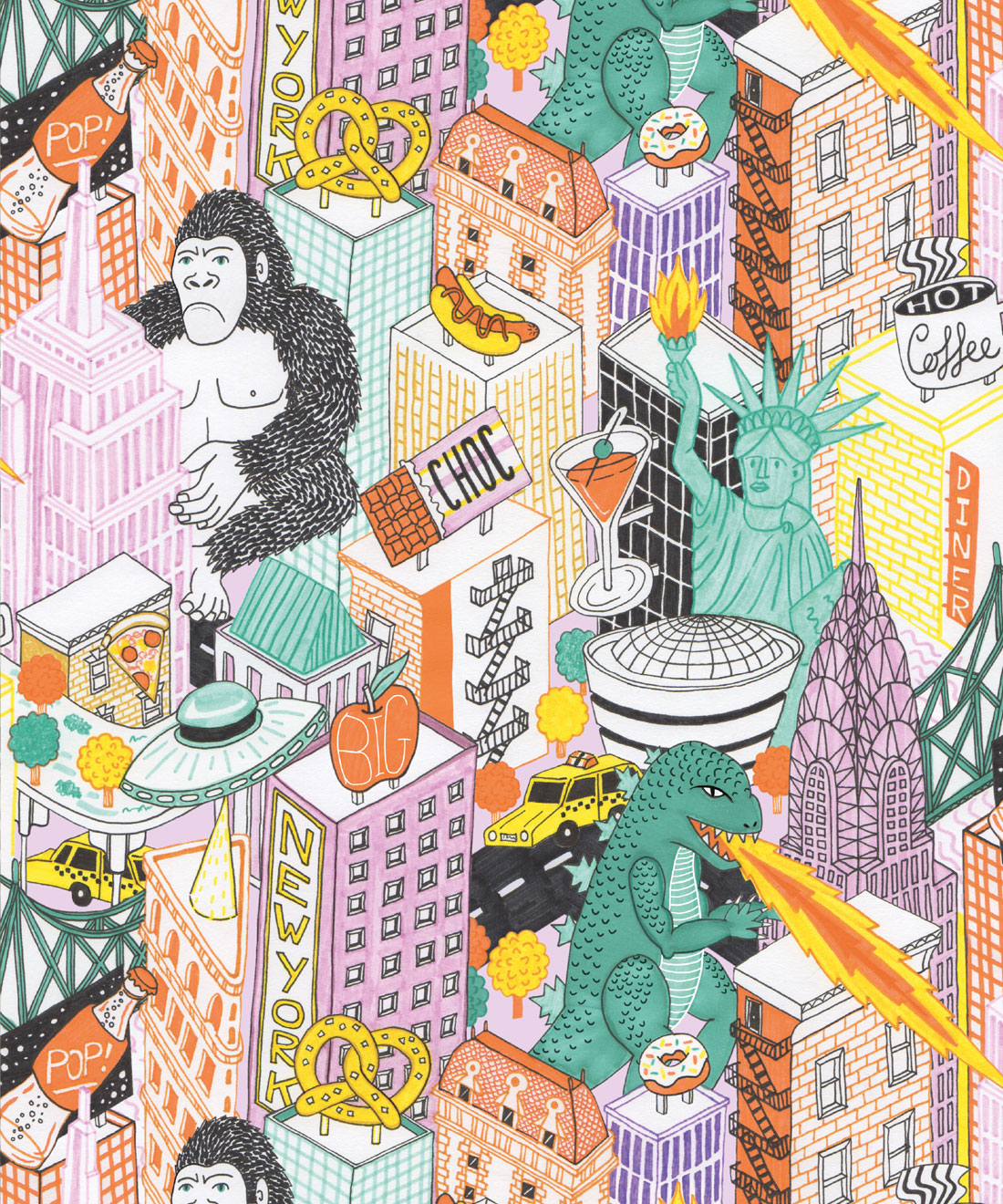 New York City Wallpaper, Pink
