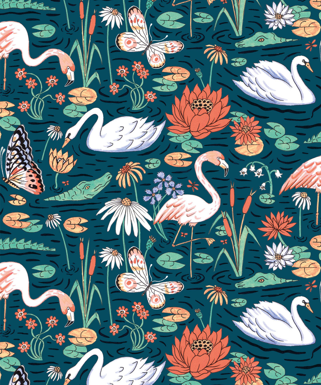 Pond Pattern Wallpaper, Dark