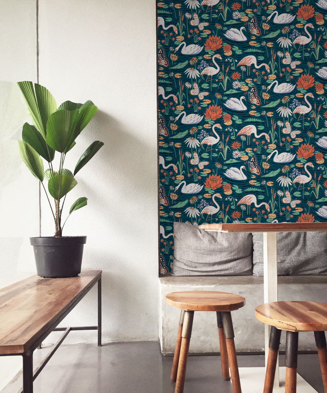 Pond Pattern Wallpaper, Dark