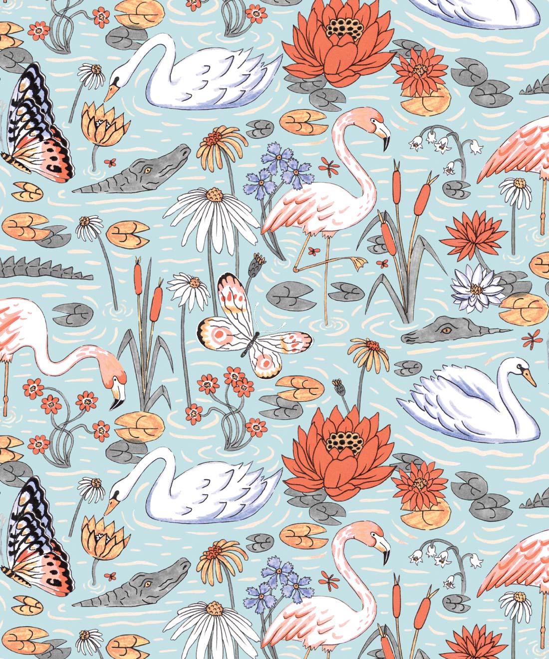 Pond Pattern Wallpaper, Light