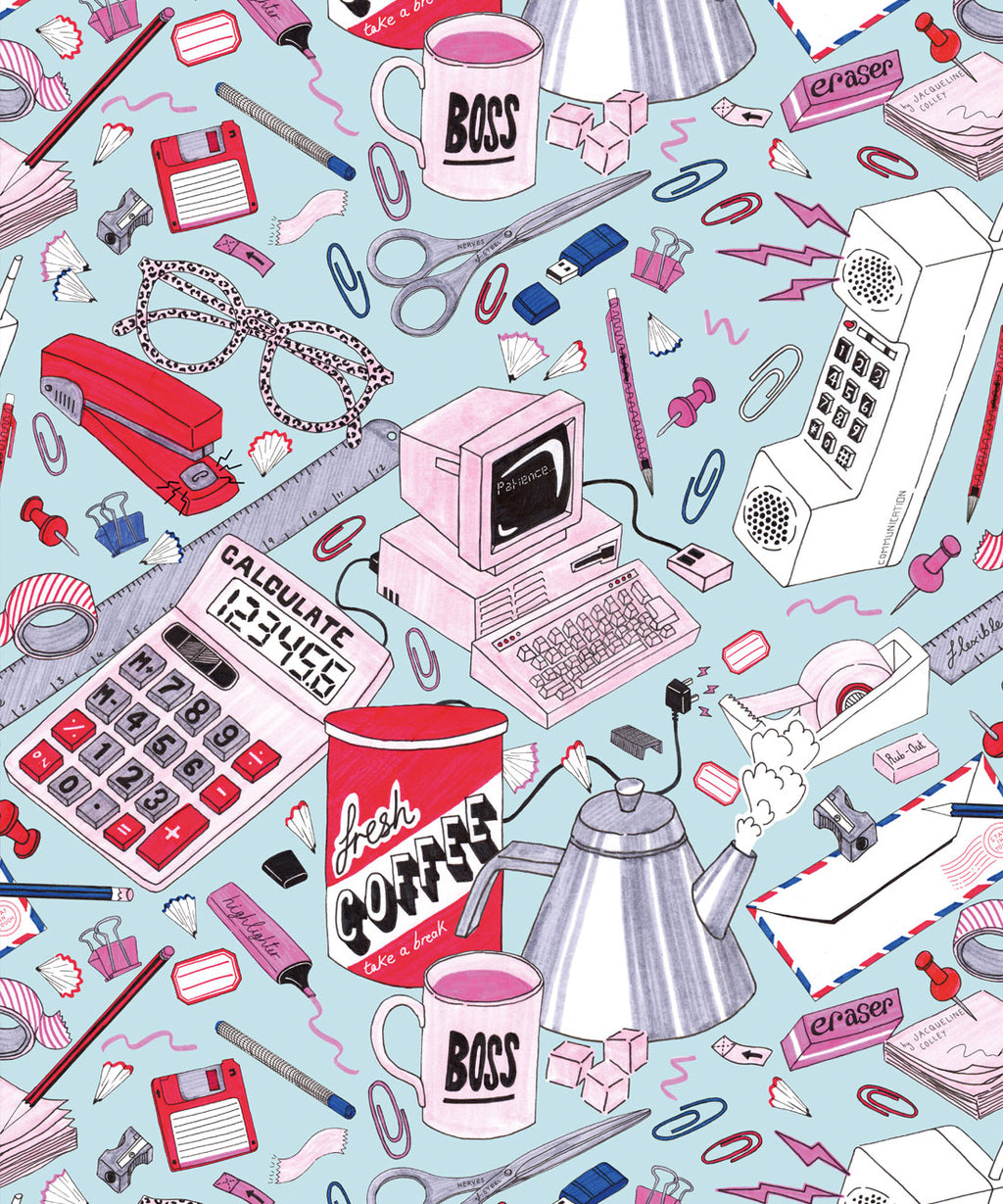 1980’s Office Wallpaper, Blue