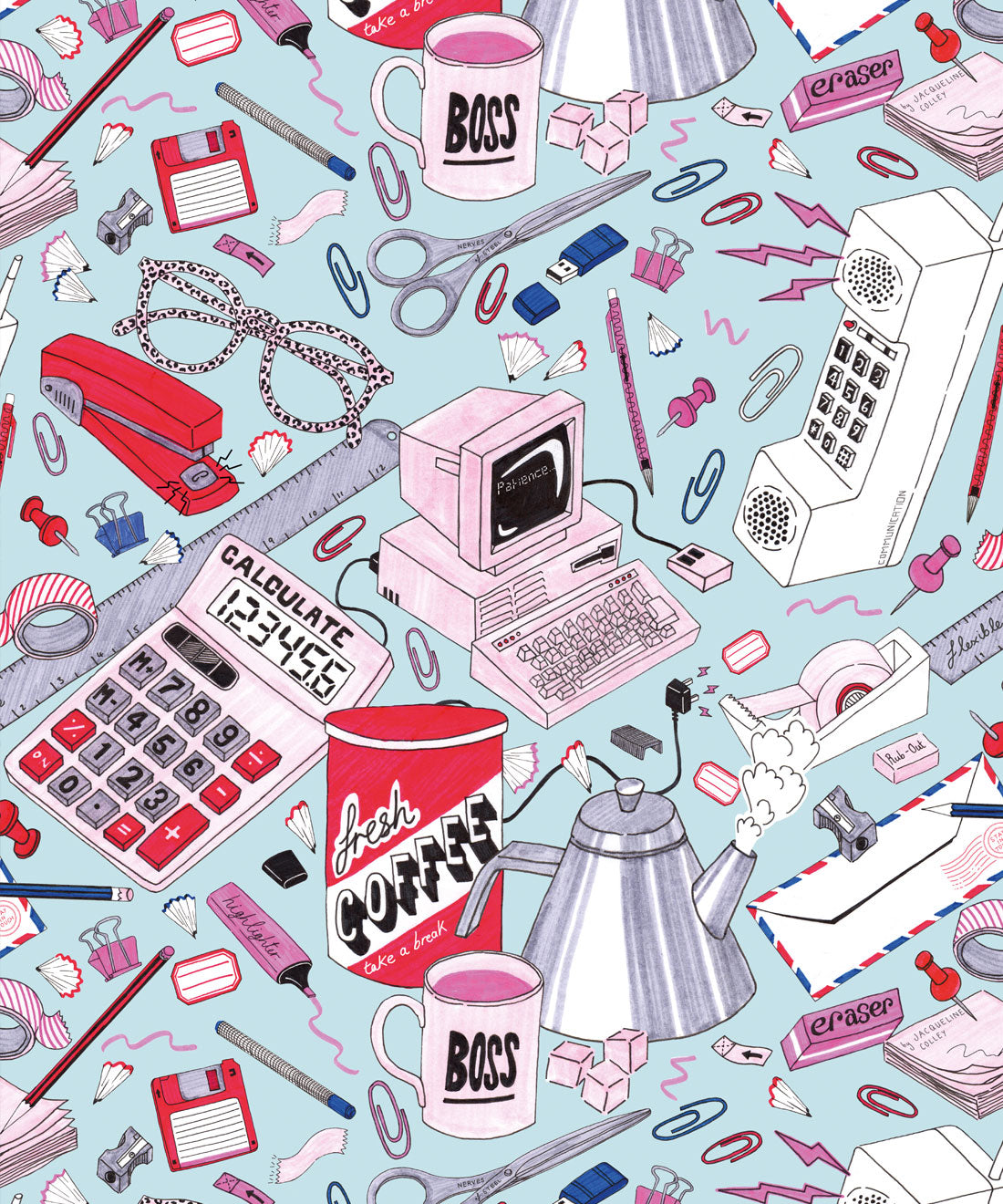 1980’s Office Wallpaper, Blue