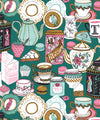 Tea Time Wallpaper, Teal
