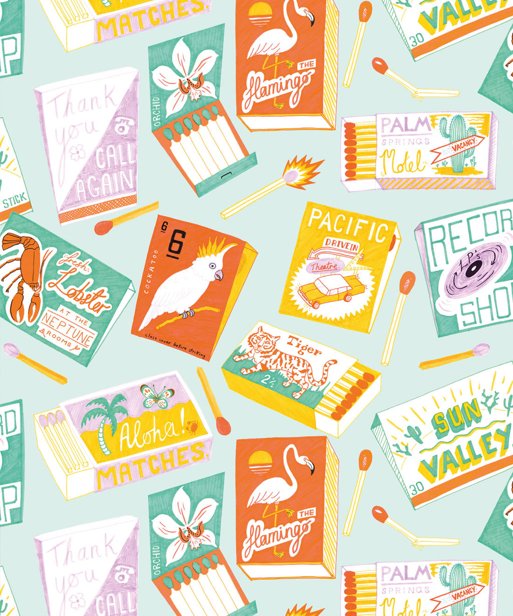 Match Books Wallpaper, Aqua
