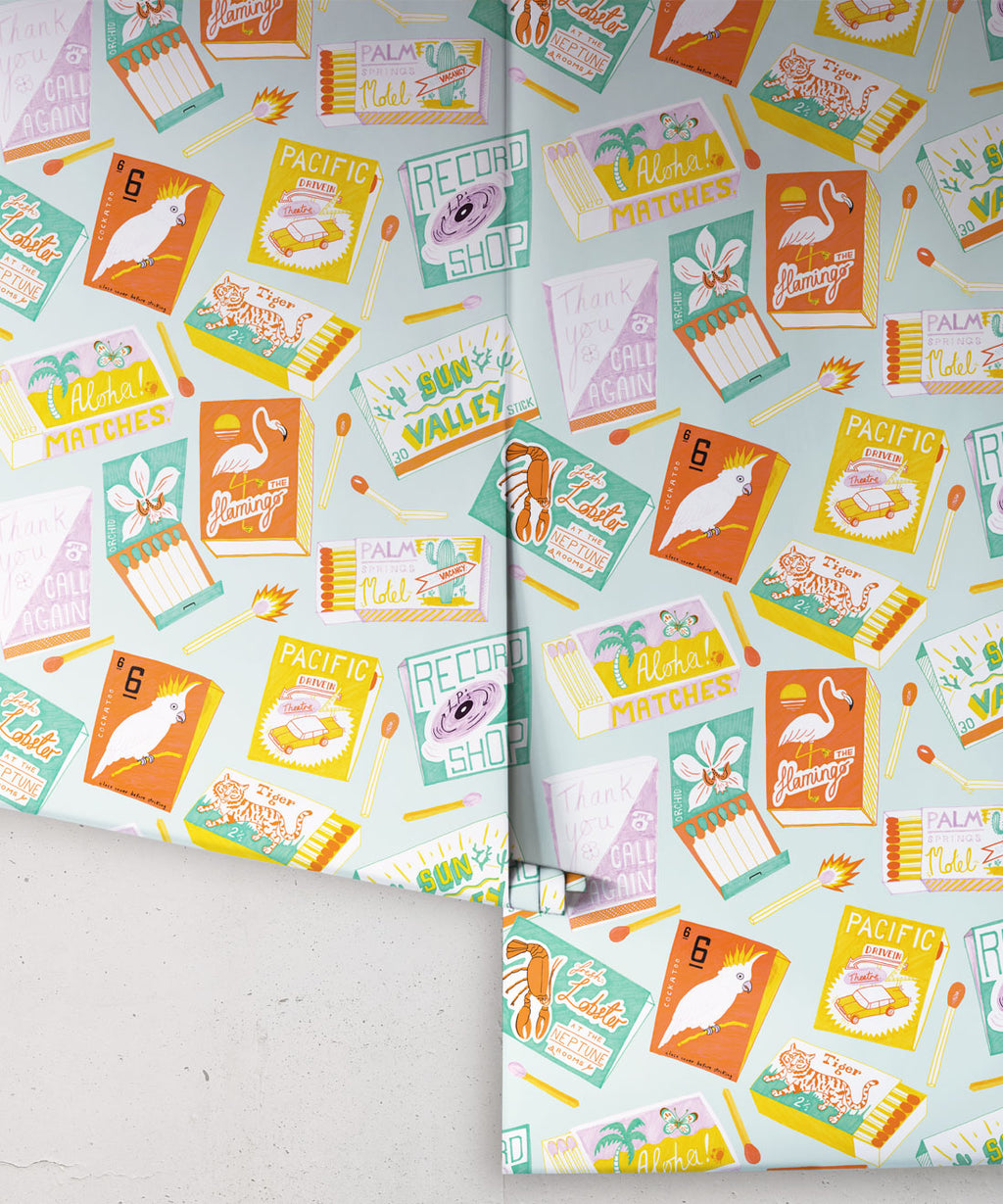 Match Books Wallpaper, Aqua