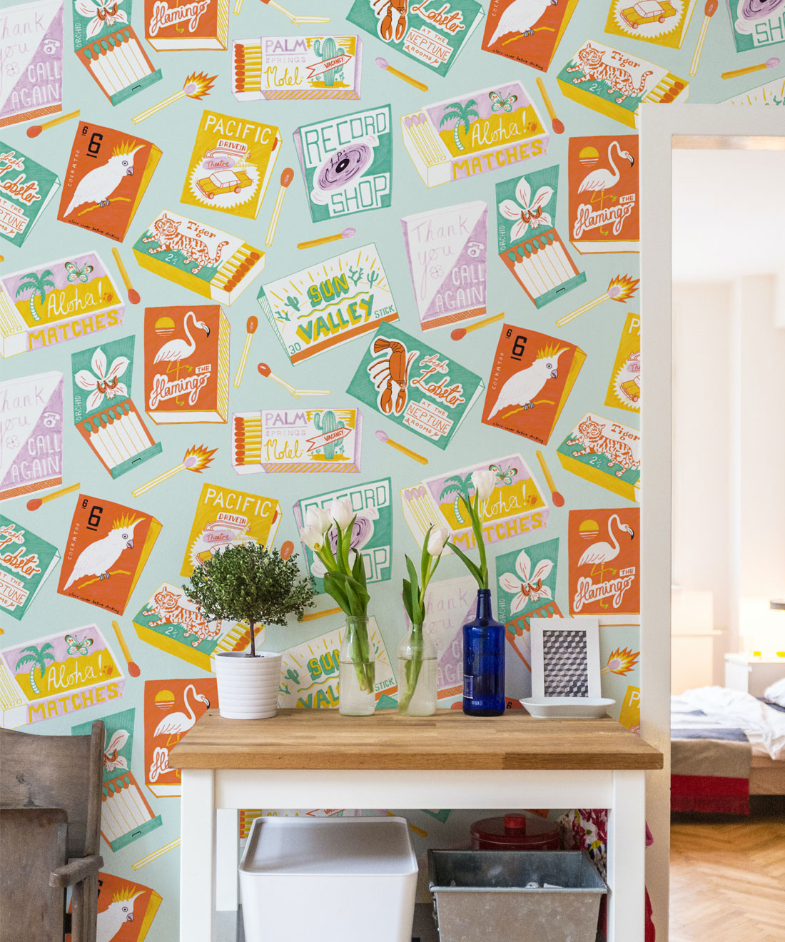 Match Books Wallpaper, Aqua