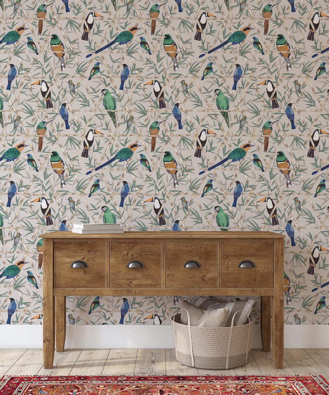Bamboo Birds Wallpaper, Mushroom