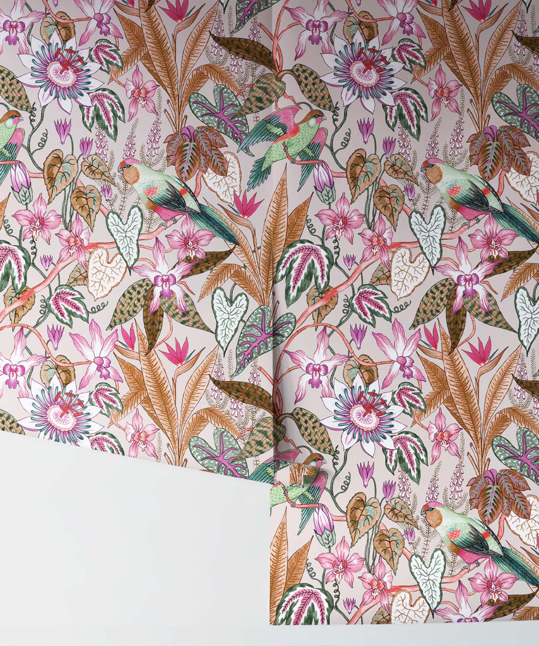 Parrot Jungle Wallpaper, Oatmeal