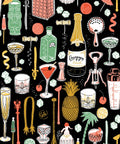 Cocktails Wallpaper, Black