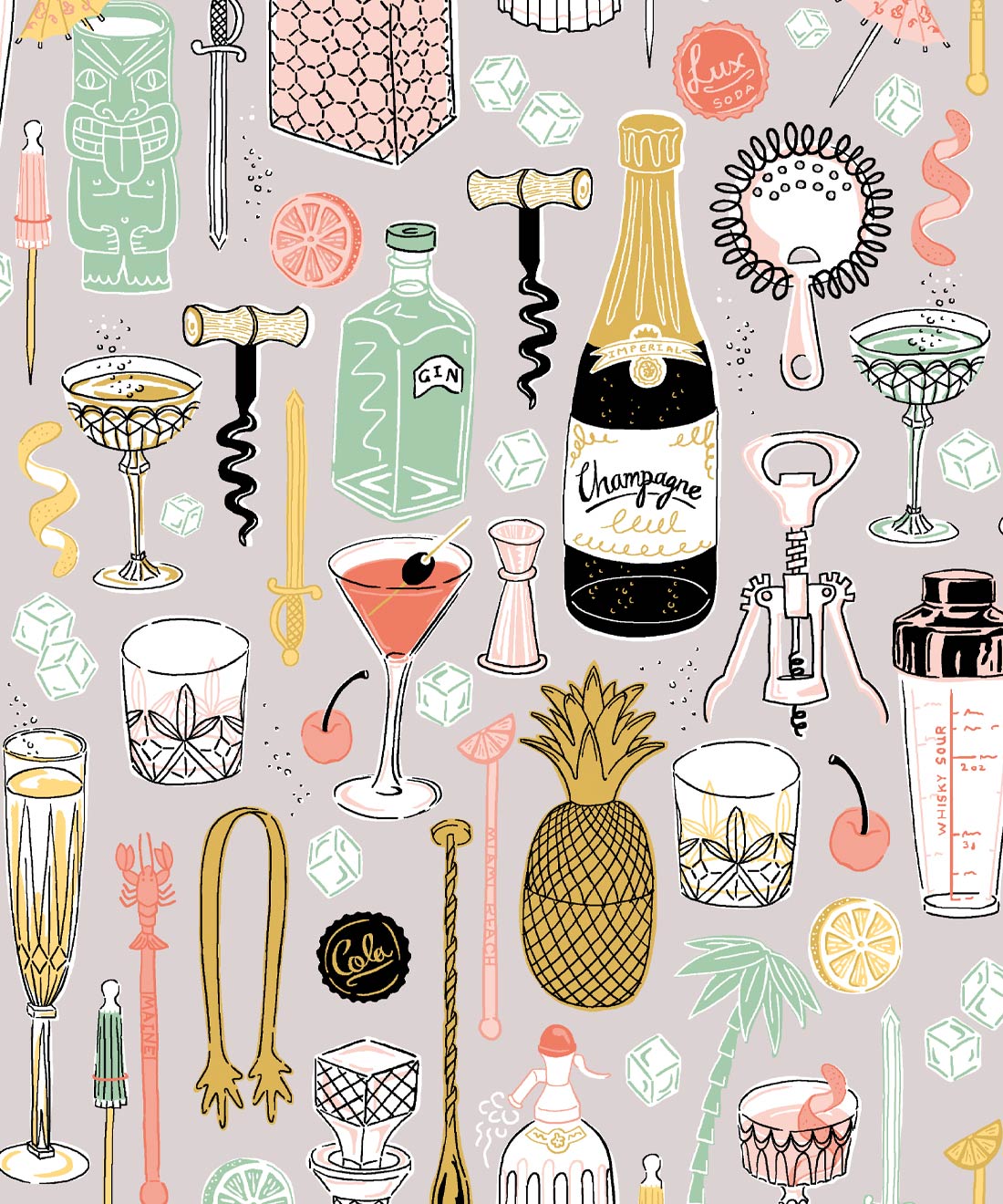 Cocktails Wallpaper, Neutral