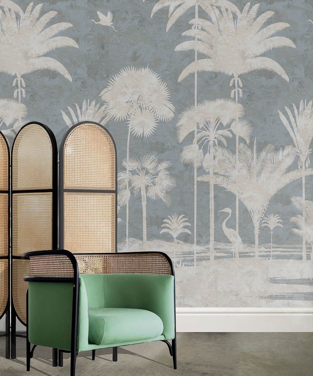 Shadow Palms Mural, Blue