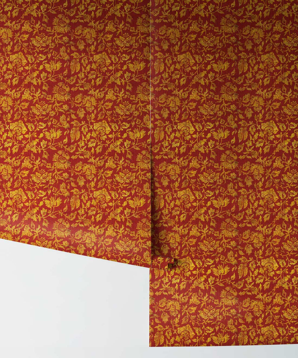 Damask Bloom Wallpaper, Burgundy