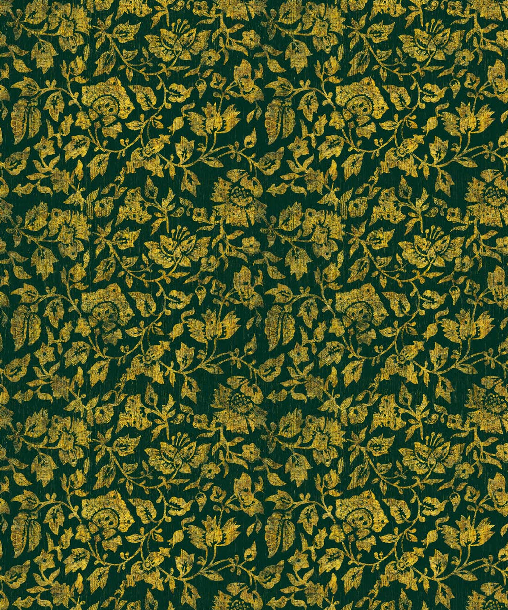 Damask Bloom Wallpaper, Green