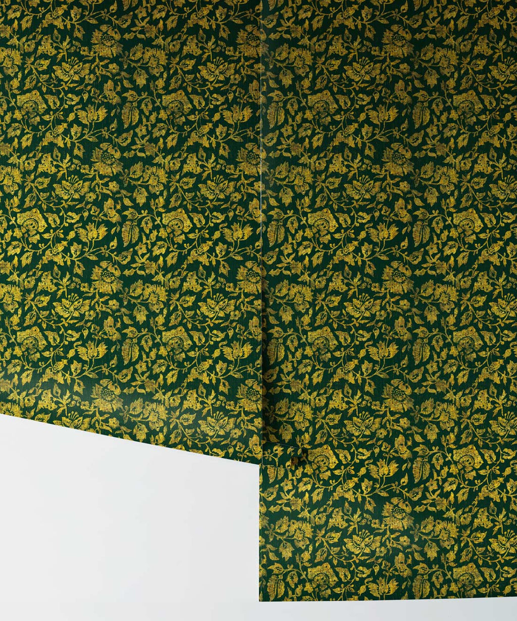 Damask Bloom Wallpaper, Green