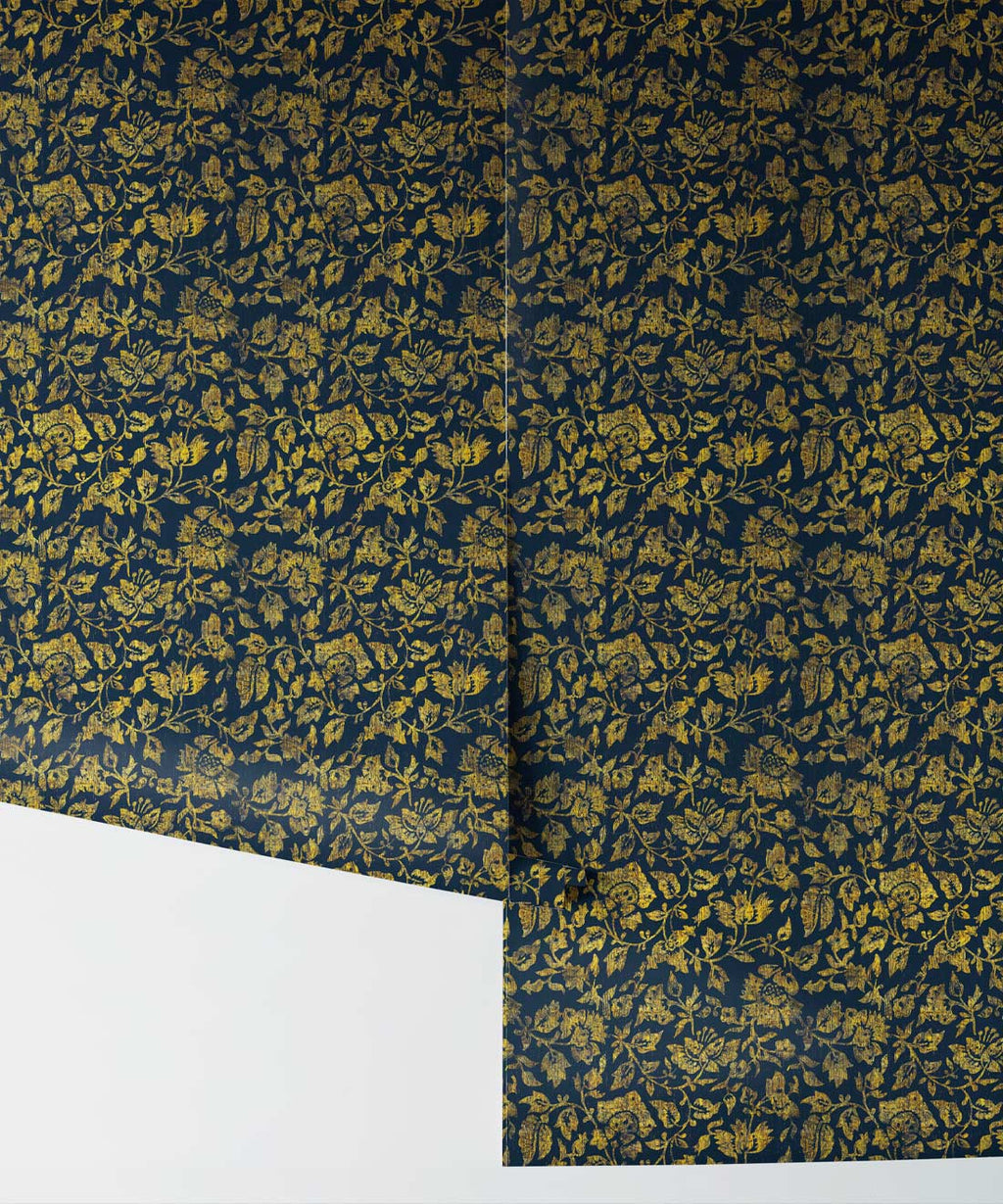 Damask Bloom Wallpaper, Prussian