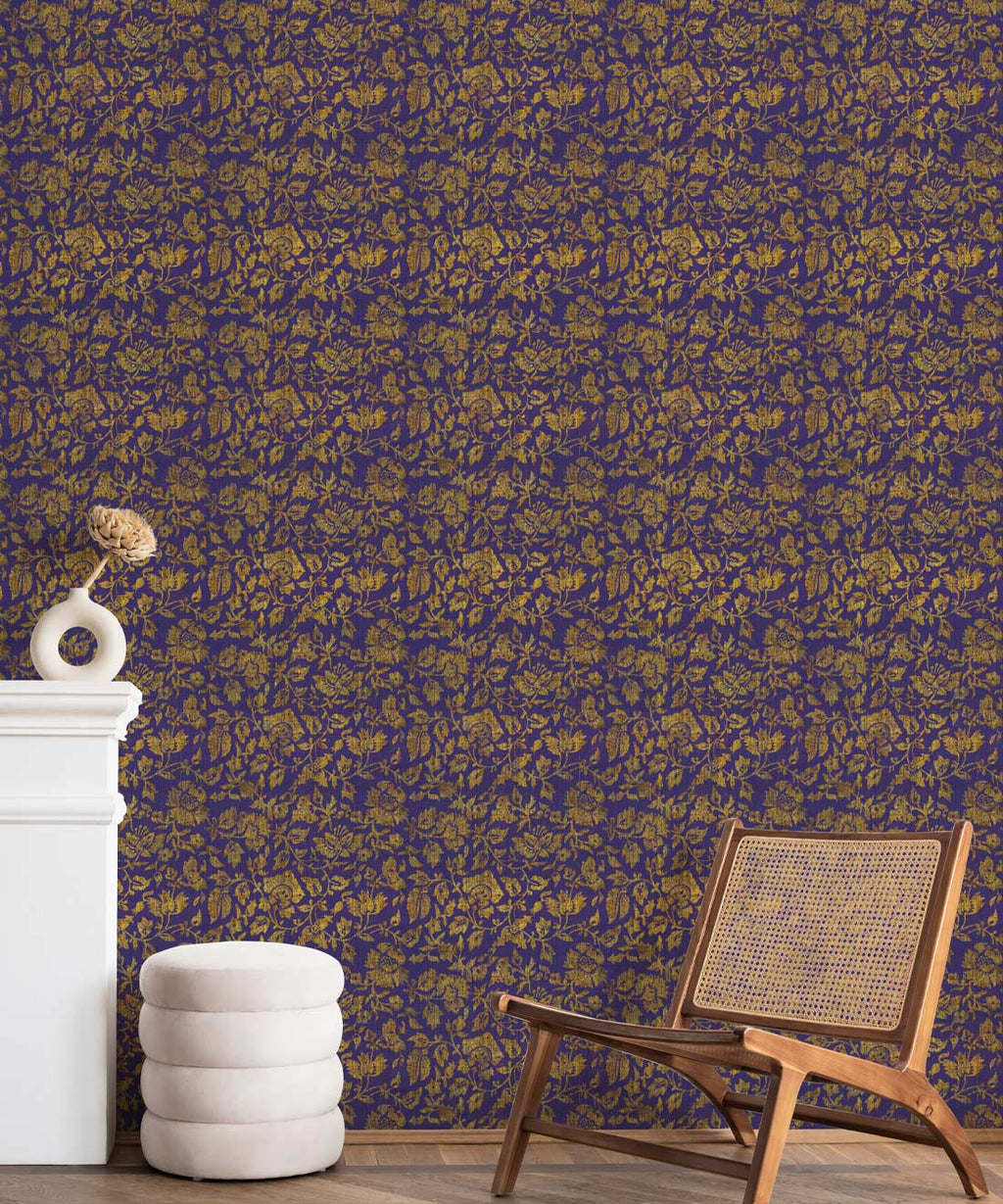 Damask Bloom Wallpaper, Violet