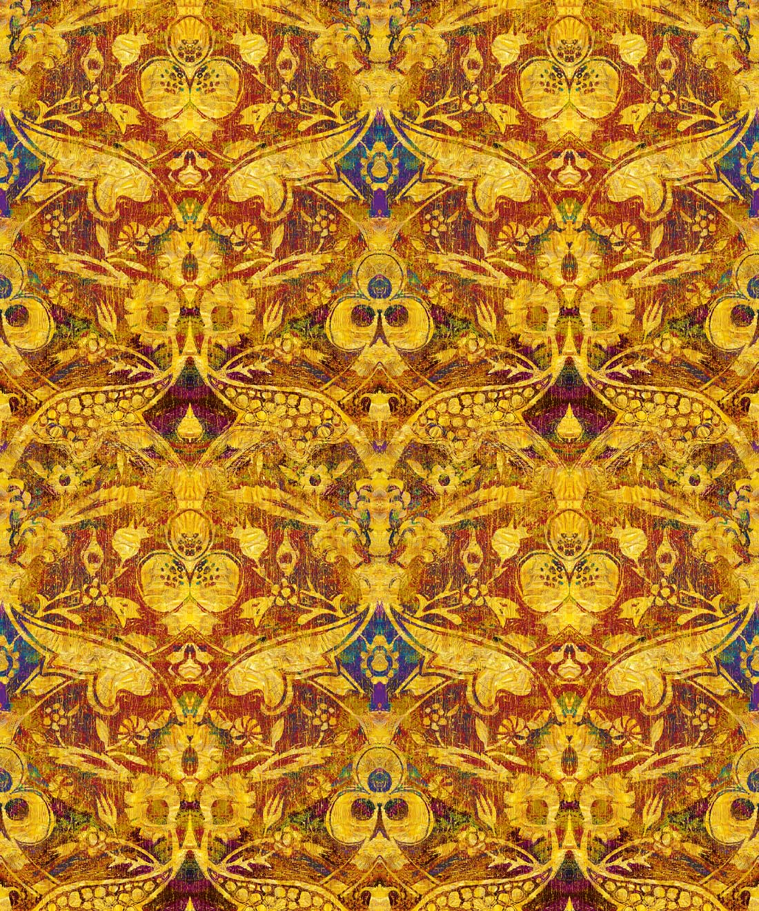 Damask Pomegranate Wallpaper, Golden