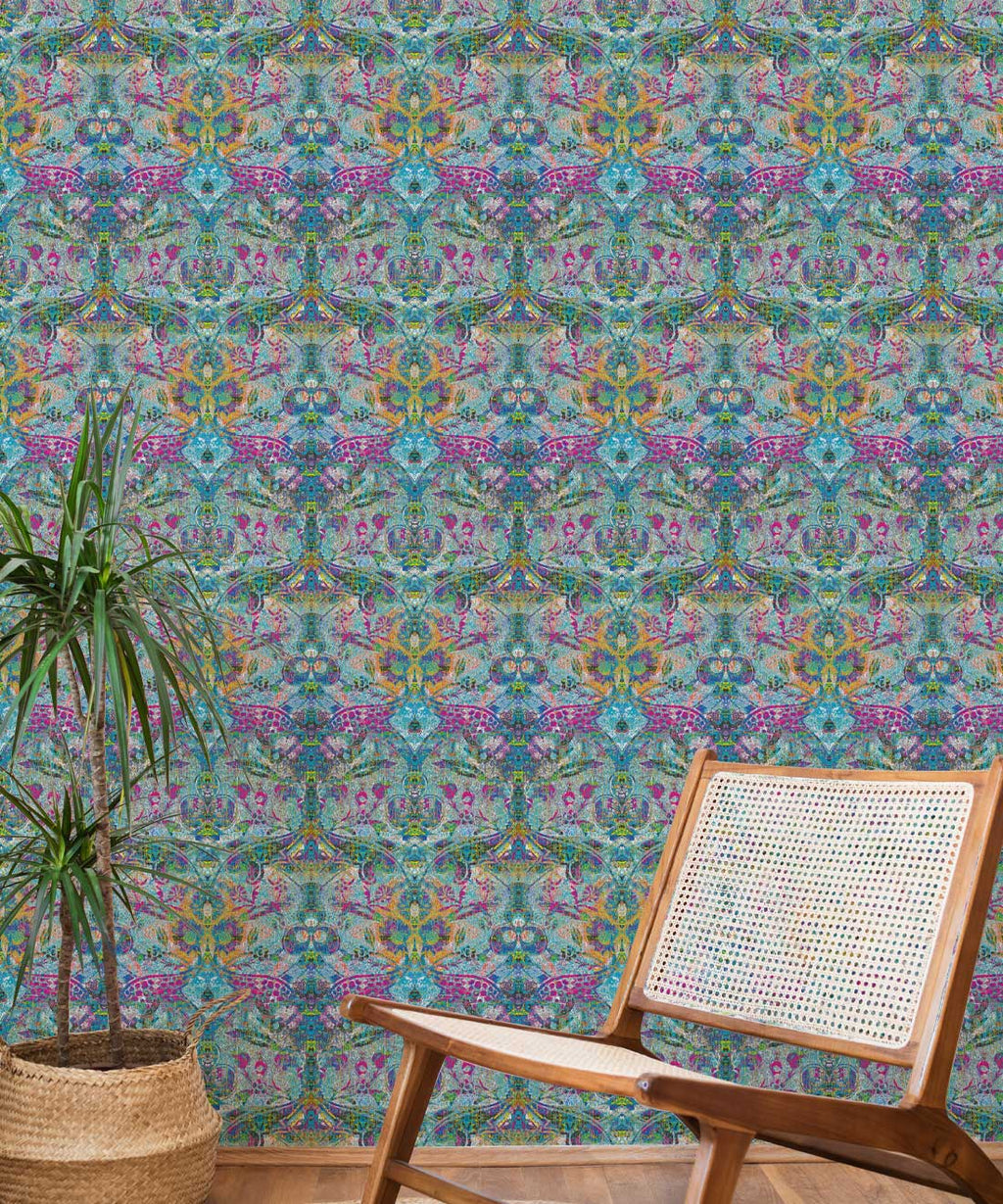 Damask Pomegranate Wallpaper, Jade